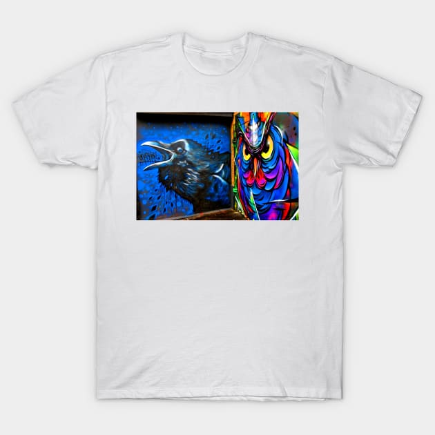 Bird Graffiti Street Art Camden Town London T-Shirt by AndyEvansPhotos